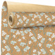A roll of Aube green patterned natural kraft paper, manufactured by Clayrtons.