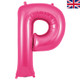 A 34 inch Oaktree Pink Letter P Foil Balloon, manufactured by Oaktree.