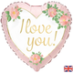 An 18 inch I Love You Blossom Heart Foil Balloon, manufactured by Oaktree.
