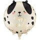 An 18 inch Happy Birthday Beige Dog Foil Balloon, manufactured by PartyDeco.