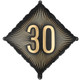 An 18 inch Black & Gold Age 30 Diamond Foil Balloon, manufactured by PartyDeco.