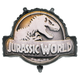 An 18 inch Jurassic World Logo Foil Balloon, manufactured by PartyDeco.