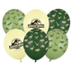 A pack of 6 12 inch Jurassic World Assorted Latex Balloons, manufactured by PartyDeco.