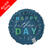 An unpackaged 9 inch Happy Father's Day Blue Foil Balloon, manufactured by Unique.