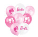 A pack of 8 12 inch Barbie Style Assorted Latex Balloons, manufactured by Unique.