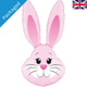 A 35 inch light pink cute rabbit head foil balloon, manufactured by Oaktree.