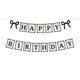 A Cream & Black Bows Happy Birthday Banner, manufactured by PartyDeco.