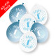 A retail pack of 10 9 inch Blue Happy 1st Birthday Neck Up Assorted Latex Balloons, manufactured by Unique.