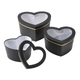 A set of 3 Black Transparent Hamilton Heart Hat Boxes, manufactured by Oasis.