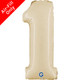 A 14 inch Cream Number 1 Satin Foil Balloon, manufactured by Grabo.