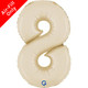 A 14 inch Cream Number 8 Satin Foil Balloon, manufactured by Grabo.