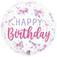 An 18 inch Happy Birthday Pretty Pastel Ombre Bow Foil Balloon, manufactured by Betallic.
