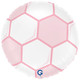 An 18 inch Pink Soccer Ball Foil Balloon, manufactured by Grabo.