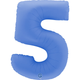 A 40 inch Lotus Blue Number 5 Soft Matte Foil Balloon, manufactured by Grabo.
