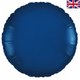 An unpackaged 18" Navy Blue Round Foil Balloon, manufactured by Oaktree.