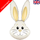 A 35 inch ivory gold cute rabbit head foil balloon, manufactured by Oaktree.