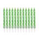 A pack of 12 7.5cm Green Football Print Candles.