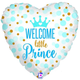 A heart-shaped 18 inch Welcome Little Prince Foil Balloon, manufactured by Betallic.