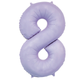A 34 inch Matte Lilac Number 8 Foil Balloon, manufactured by Sensations.