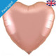 A packaged 36 inch Rose Gold Heart Shaped Foil Balloon, manufactured by Oaktree.