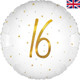 An 18 inch Age 16 White Elegant Sparkle Holographic Foil Balloon, manufactured by Oaktree.