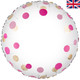 An 18 inch Pink & Gold Confetti Metallic Round Foil Balloon, manufactured by Oaktree.