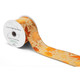 A Gilded Autumn Leaves Burlap Wired Edge Ribbon, measuring approx. 63mm x 9.1m.