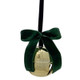 An 8cm Green Bow & Gold Bell Bauble.