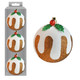 A pack of 3 Christmas pudding baubles.