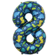 A 34 inch Dinosaur Number 8 Foil Balloon, manufactured by Sensations.