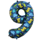 A 34 inch Dinosaur Number 9 Foil Balloon, manufactured by Sensations.