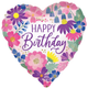 An 18 inch Happy Birthday Garden Florals Foil Balloon, manufactured by Anagram.