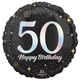 An 18 inch Sparkling 50th Birthday Foil Balloon, manufactured by Anagram.
