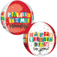 A 16 inch Orbz Celebrate the Day Birthday Foil Balloon, manufactured by Anagram.