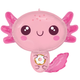 A 28 inch Pink Axolotl Holding Donut Supershape Foil Balloon, manufactured by Anagram.