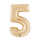 A 26 inch White Gold Number 5 Foil Balloon, manufactured by Grabo
