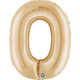 A 40 inch White Gold Number 0 Foil Balloon, manufactured by Grabo