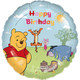 An 18 inch Winnie the Pooh happy birthday foil balloon, manufactured by Folat.