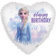 A 19 inch Frozen Elsa happy birthday heart foil balloon, manufactured by Folat.