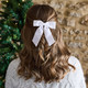 A pack of 6 White Velvet Bow Clip Decorations.