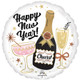 An 18 inch happy New Year radiant toasts foil balloon, manufactured by Anagram.