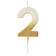 A 6.2cm Gold Ombre Number 2 Candle, manufactured by Hootyballoo.