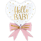 A 30 inch Hello Baby Pink Bow Heart Foil Balloon, manufactured by Betallic.