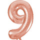 34 inch Unique Rose Gold Number 9 Foil Balloon (1)