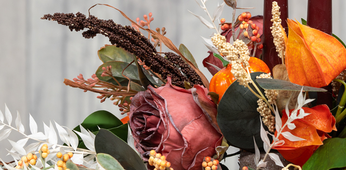 Get ready for autumn and Halloween with our range of artificial flowers, sundries and more!