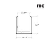 SUCD12 - FHC Classic U-Channel For 1/2" Glass - 95" Long - Compare to SDCD12, AUHP12144