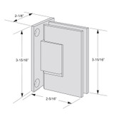 VER5F – Glass Simple Verona Square Profile Wall Mount Shower Door Hinge, Full Back Plate, Factory Set To 5 Degree Positive Close