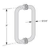 8X8TH – Glass Simple Back to Back Tubular Pull Handle, 8” Center to Center