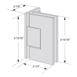 VER0O – Glass Simple Verona Square Profile Wall Mount Hinge, Offset Back Plate