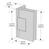 VER5O – Glass Simple Verona Square Profile Wall Mount Hinge, Offset Back Plate, Factory Set 5 Degree Positive Close